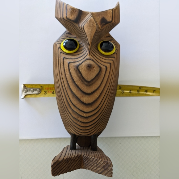 RARE VTG OTAGIRI JAPAN WOODEN OWL WITH GLASS EYES - Picture 10 of 11